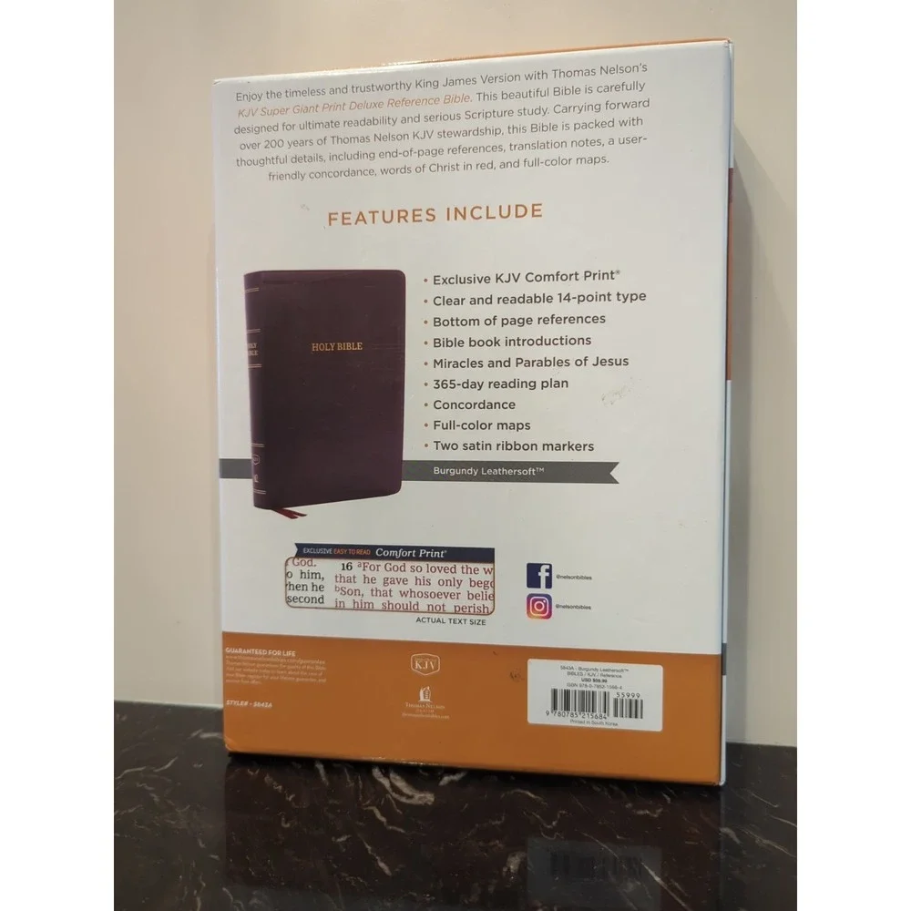 KJV Deluxe Reference Bible Super Giant Print, Burgundy
